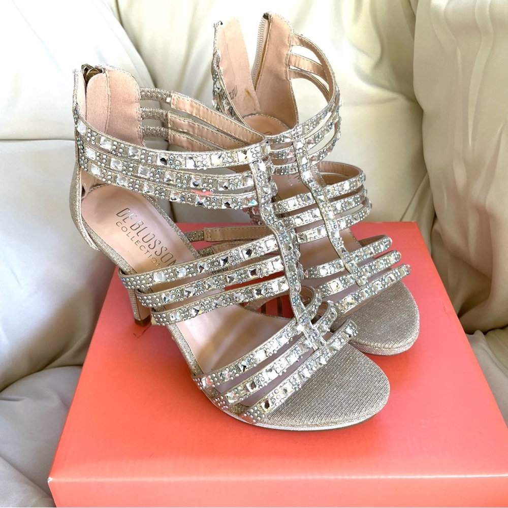 Gold Rhinestone Embellished Heels (size 6)